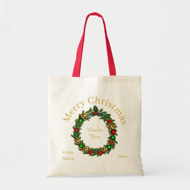 Bolsa de regalo de Navidad de algodón para recuerd (Frente)