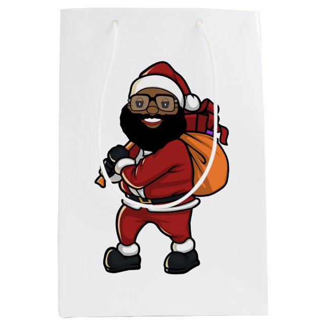 Bolsa de regalo de Navidad de Papá Noel Negro (Anverso)
