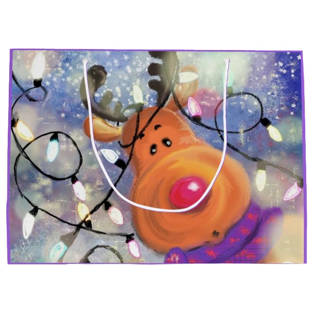 Bolsa de regalo de Navidad de reno (Reverso)