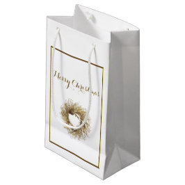 Bolsa de regalo de Navidad Gold Wreath Merry