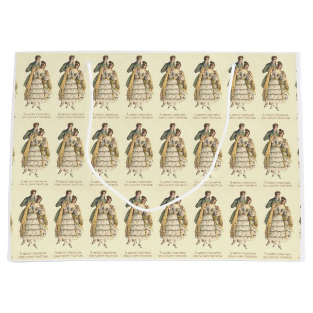 Bolsa de Regalo de Navidad Victoriana/Pareja Vinta (Anverso)