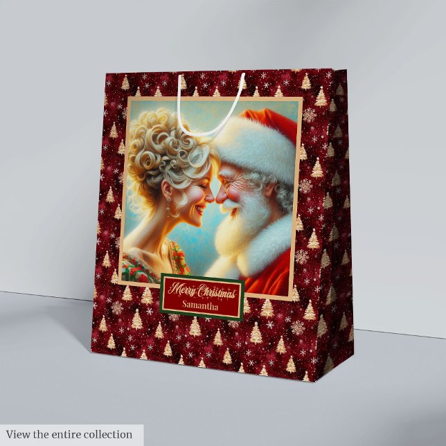 Bolsa De Regalo De navidades Con Acuarela Santa Cl (Christmas Gift Bag With Watercolor Santa Claus)