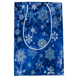 Bolsa de regalo de navidades con copos de nieve az