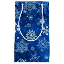 Bolsa de regalo de navidades con copos de nieve az