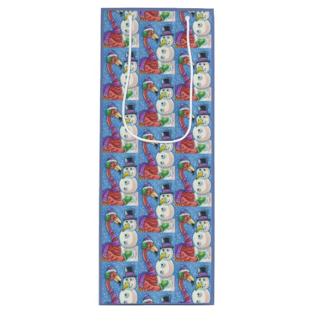 BOLSA DE REGALO DE NAVIDADES DE NIEVE DE FLAMINGO  (Anverso)