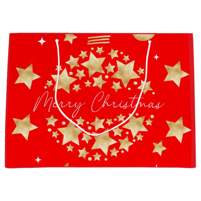 Bolsa de regalo de Navidades grandes de oro rojo (Anverso)