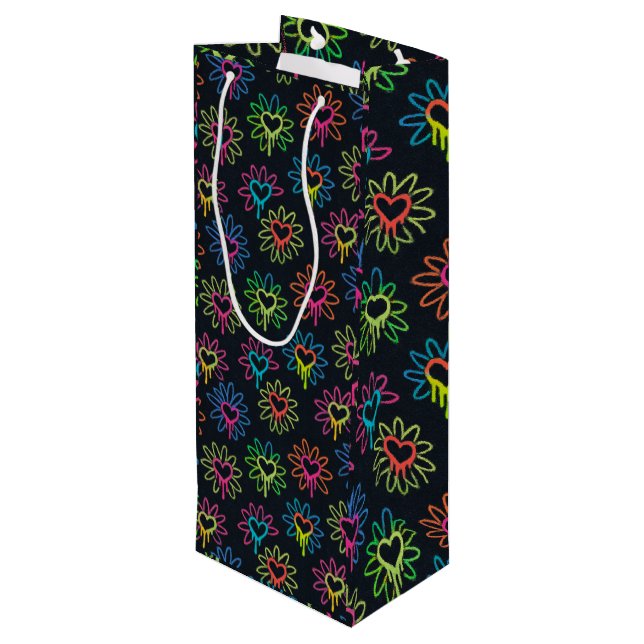 Bolsa de regalo de Neon Dripping Heart and Daisy (Angulo reverso)