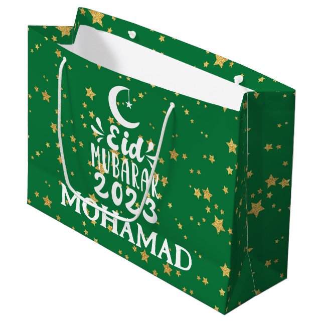 Bolsa de regalo de nombre personalizado grande Eid (Angulo Anverso)