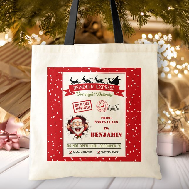 Bolsa de regalo de nombres personalizados de Navid (Santa Sack Christmas Custom Name Gift Bag)