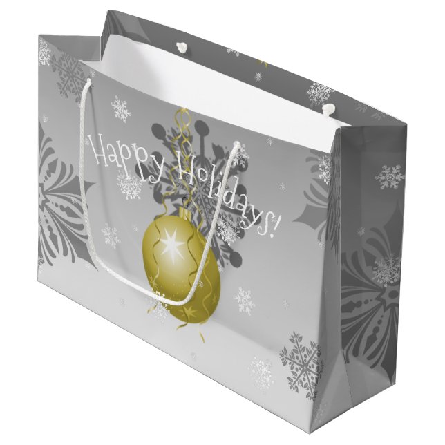 Bolsa de regalo de oro Fancy Christmas Ornament (Angulo Anverso)