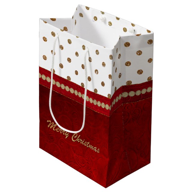 Bolsa de regalo de oro y Navidades rojos de moda (Angulo Anverso)