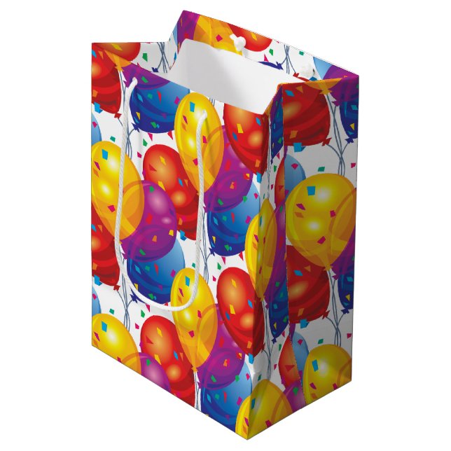 Bolsa de regalo de papel de los globos de cumpleañ (Angulo Anverso)