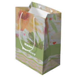 Bolsa de regalo de papel medio acuarela floral