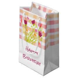Bolsa de regalo de papel pequeño con bonito y flor
