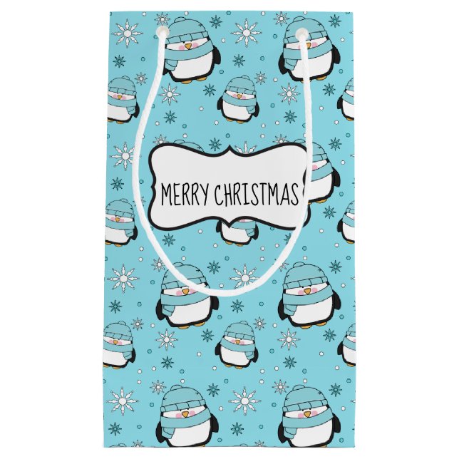 Bolsa de regalo de penguín de invierno (pequeña) (Anverso)