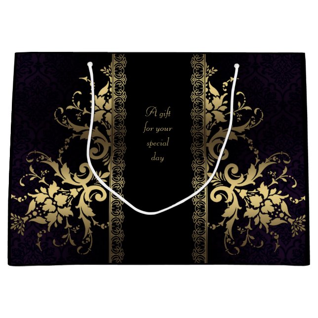 Bolsa de regalo de personalizable elegante en negr (Anverso)