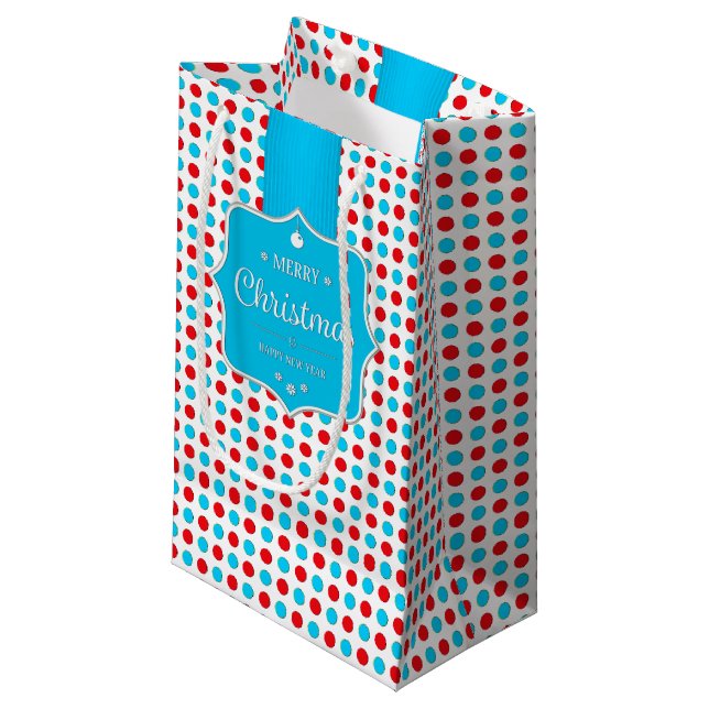 Bolsa de regalo de puntos de polka rojo-azul para  (Angulo Anverso)