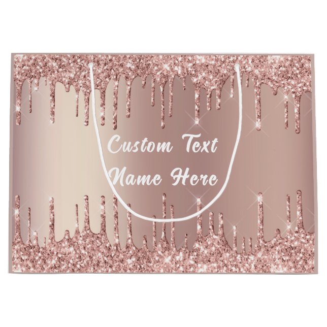 Bolsa de regalo de Purpurina de oro Rosa con nombr (Anverso)