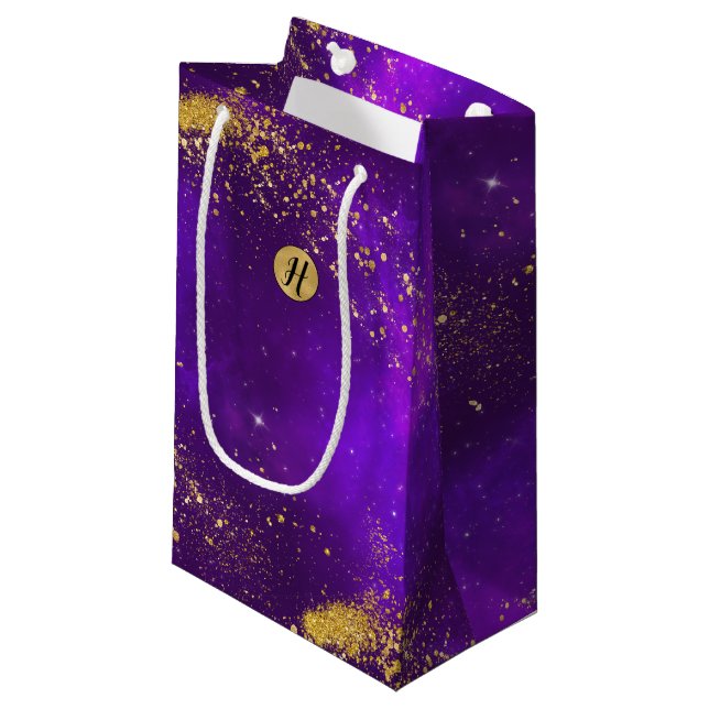 Bolsa de regalo de Purpurina de oro y galaxia púrp (Angulo Anverso)