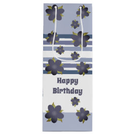 Bolsa de regalo de raya floral azul