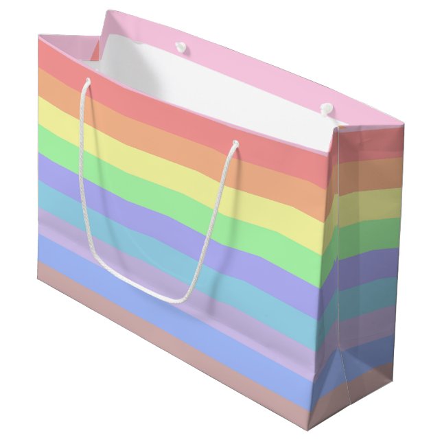 Bolsa de regalo de rayas de arcoiris pastel (Angulo Anverso)