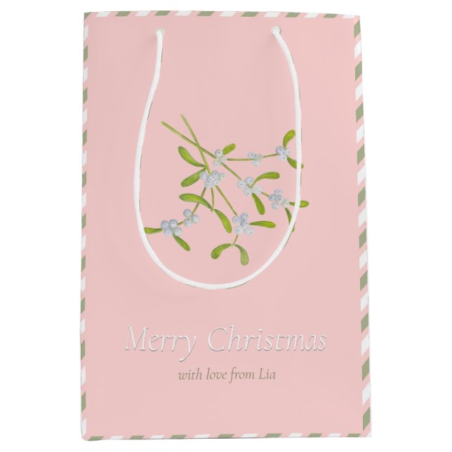 Bolsa de regalo de Rosa verde de Mistletoe y Strip (Anverso)