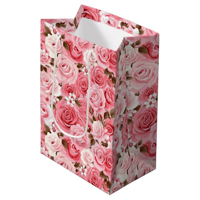 Bolsa de regalo de rosas rosadas (Angulo Anverso)