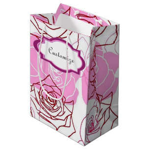 Bolsa de regalo de rosas rosadas de gracia y aprec