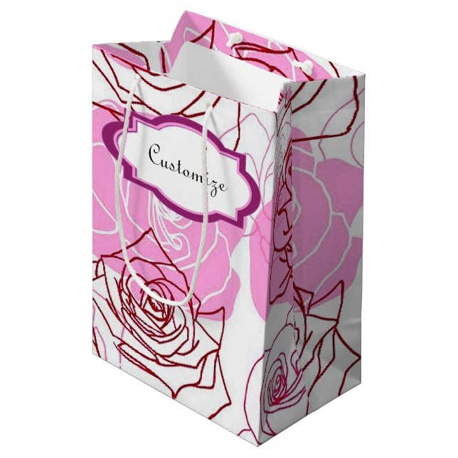 Bolsa de regalo de rosas rosadas de gracia y aprec (Angulo Anverso)