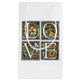 Bolsa de regalo de San Valentín de tipografía flor