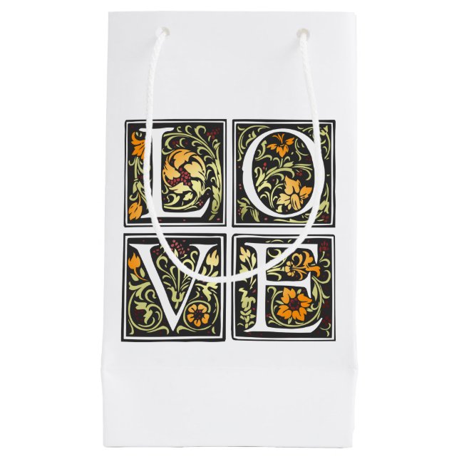 Bolsa de regalo de San Valentín de tipografía flor (Anverso)