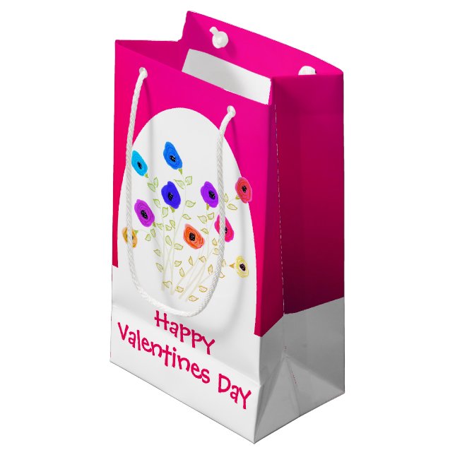 Bolsa de regalo de San Valentín, florida y rosa br (Angulo Anverso)