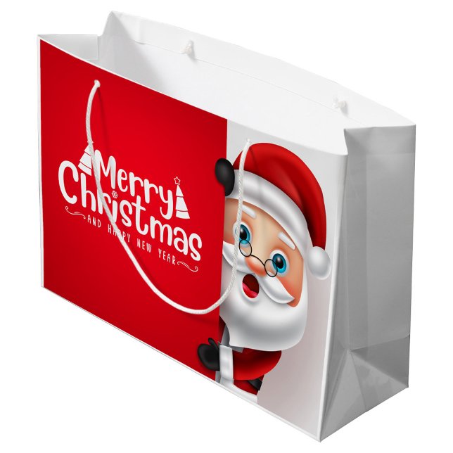 Bolsa de regalo de Santa Claus (Merry Christmas Gift Bag Front and Back with Cute Santa Claus!)