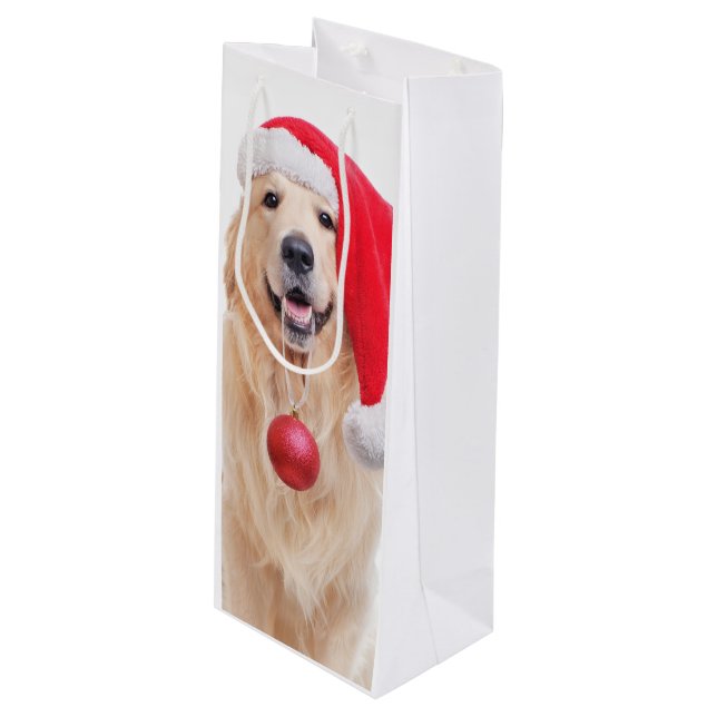 Bolsa de regalo de Santa Wine de Golden Retriever (Angulo Anverso)