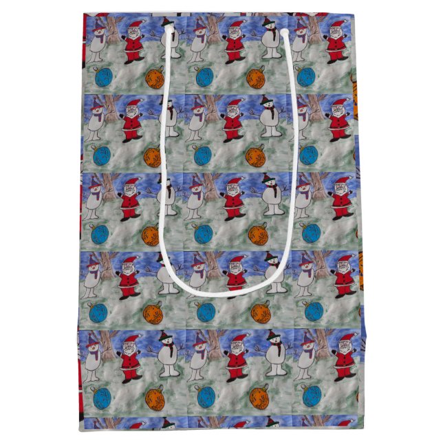 Bolsa de regalo de Santa y Snowmen (Reverso)