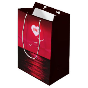 Bolsa de regalo de Sunset Heart Love Text
