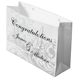 Bolsa de regalo de Swirl elegante grande - Plata