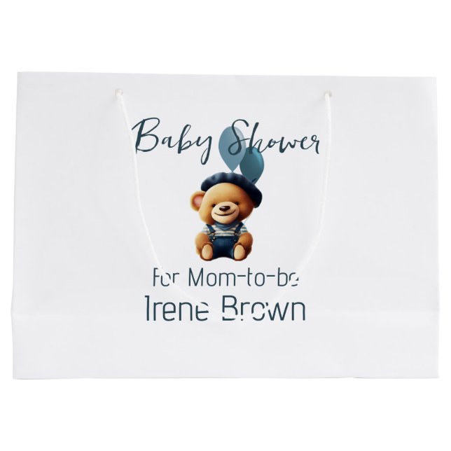 Bolsa de regalo de Teddy Bear Jean Baby Shower (Reverso)