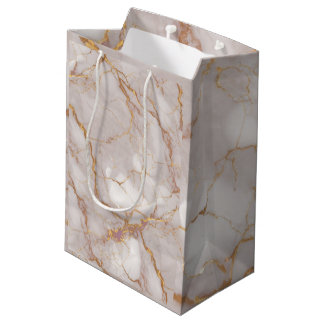 Bolsa de regalo de textura de mármol blanco y dora