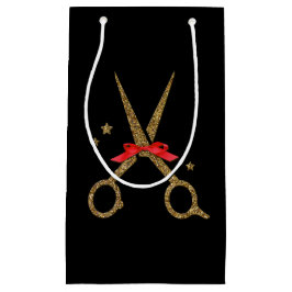 Bolsa de regalo de tijeras de purpurina dorado de 