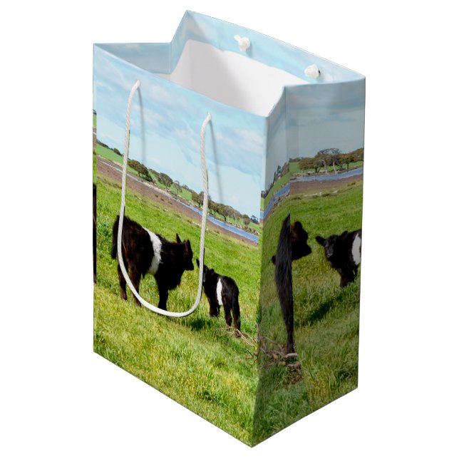 Bolsa de regalo de vaca Galloway con su cría (Angulo Anverso)