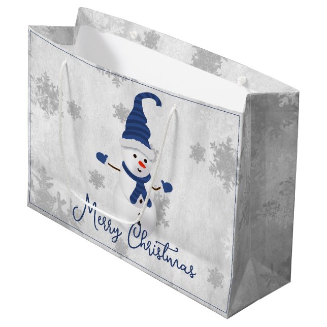 Bolsa de regalo de vacaciones Blue Cute Snowman (Angulo Anverso)