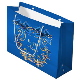 Bolsa de regalo de vacaciones Blue Gold Flowers