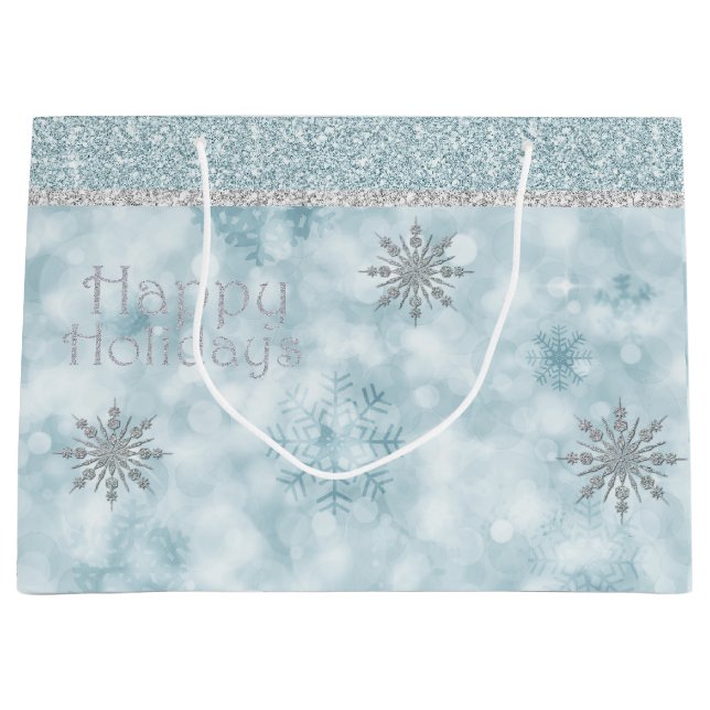 Bolsa de regalo de vacaciones Glitzy Snowflakes (Anverso)