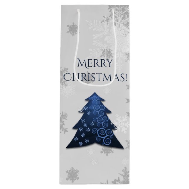 Bolsa de regalo de vino azul de árbol de Navidad (Anverso)