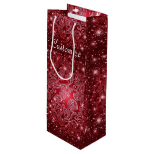 Bolsa de regalo de vino Celestial Red Swirls & Sta