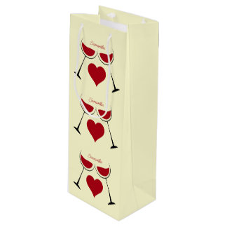 Bolsa de regalo de vino Clinking Glasses & Hearts