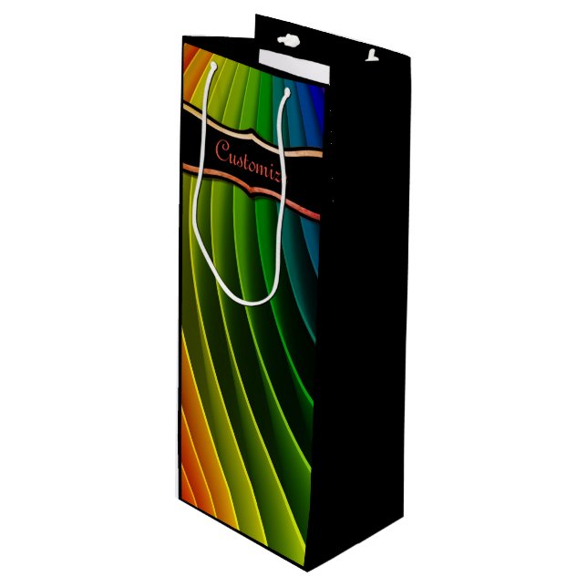 Bolsa de regalo de vino con giros arco iris (Angulo Anverso)