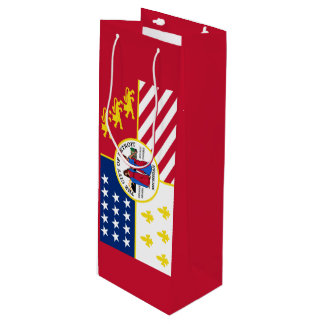 Bolsa de regalo de vino con la bandera de Detroit,