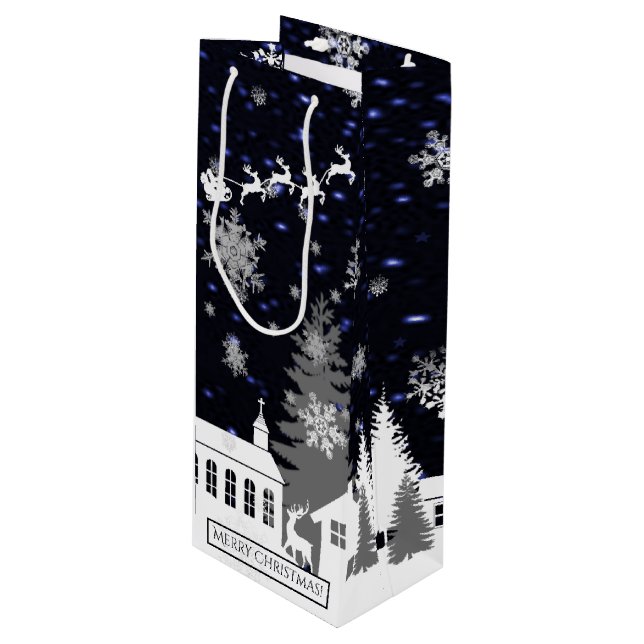 Bolsa de regalo de vino de aldea para navidades (Angulo Anverso)